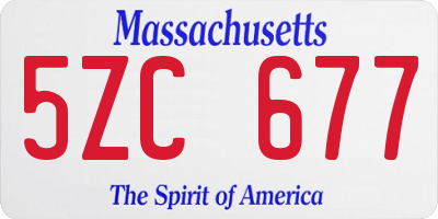MA license plate 5ZC677