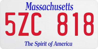 MA license plate 5ZC818