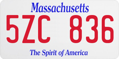 MA license plate 5ZC836