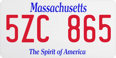 MA license plate 5ZC865
