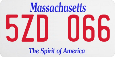 MA license plate 5ZD066