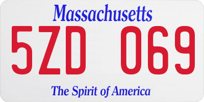MA license plate 5ZD069