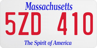 MA license plate 5ZD410