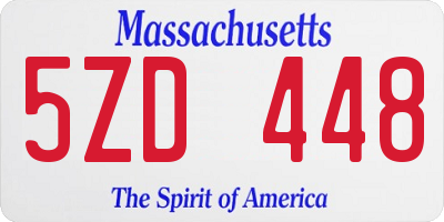MA license plate 5ZD448