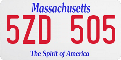 MA license plate 5ZD505