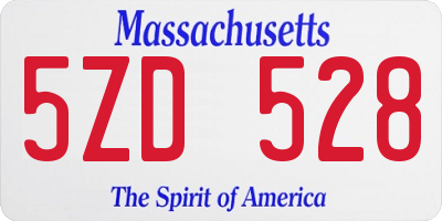 MA license plate 5ZD528