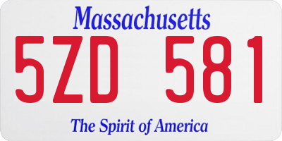 MA license plate 5ZD581