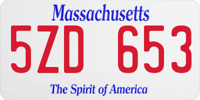 MA license plate 5ZD653