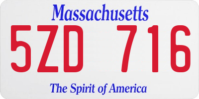 MA license plate 5ZD716