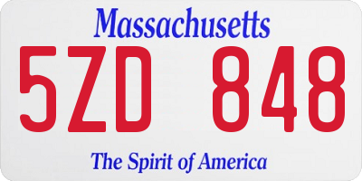 MA license plate 5ZD848