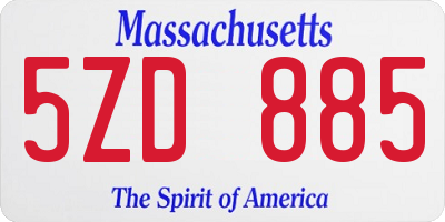 MA license plate 5ZD885
