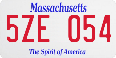 MA license plate 5ZE054