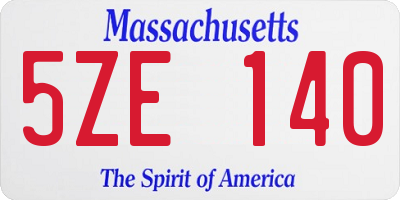 MA license plate 5ZE140