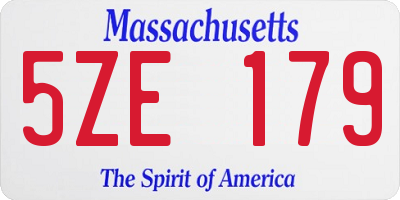 MA license plate 5ZE179