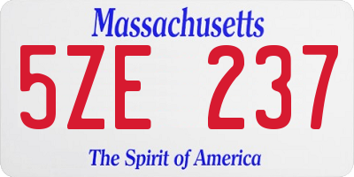 MA license plate 5ZE237