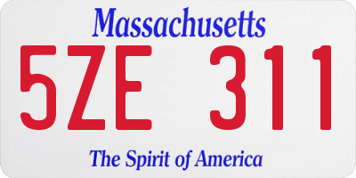 MA license plate 5ZE311