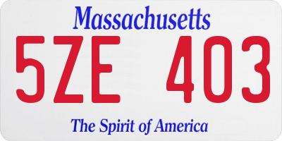 MA license plate 5ZE403