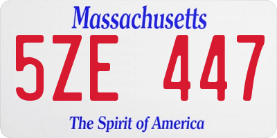 MA license plate 5ZE447