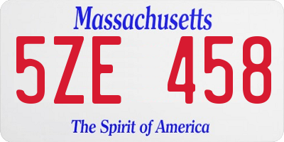 MA license plate 5ZE458