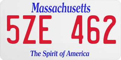 MA license plate 5ZE462