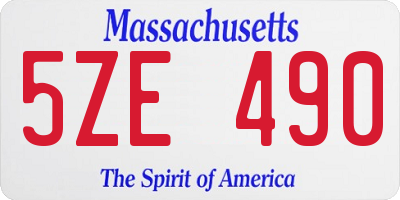 MA license plate 5ZE490