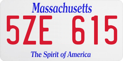 MA license plate 5ZE615