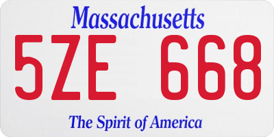 MA license plate 5ZE668