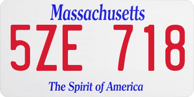 MA license plate 5ZE718
