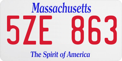 MA license plate 5ZE863