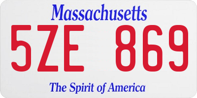 MA license plate 5ZE869