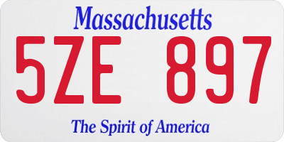 MA license plate 5ZE897