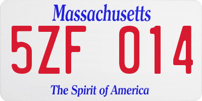 MA license plate 5ZF014