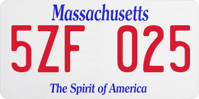 MA license plate 5ZF025