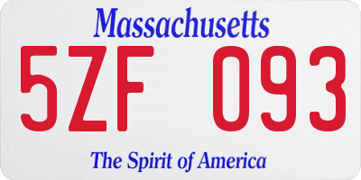 MA license plate 5ZF093