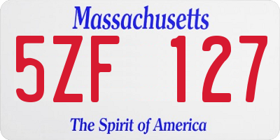 MA license plate 5ZF127