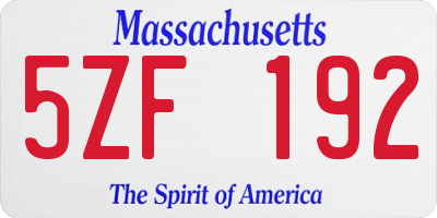 MA license plate 5ZF192