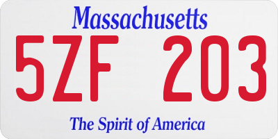 MA license plate 5ZF203