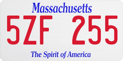 MA license plate 5ZF255