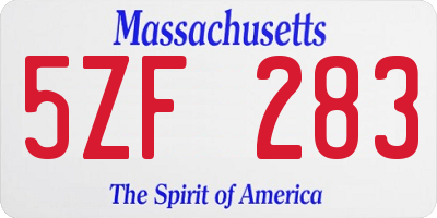 MA license plate 5ZF283