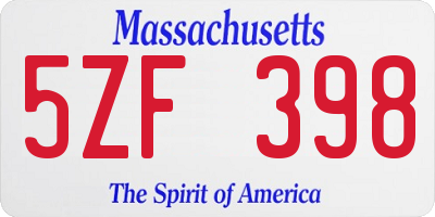 MA license plate 5ZF398