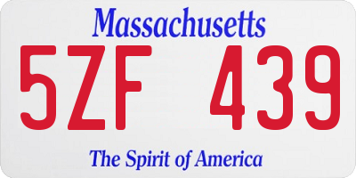 MA license plate 5ZF439