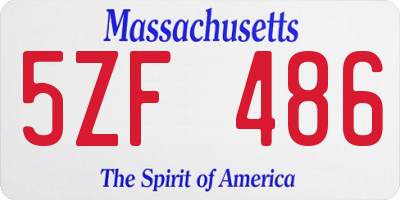 MA license plate 5ZF486