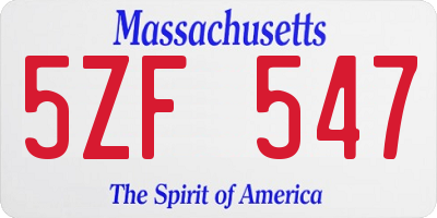 MA license plate 5ZF547