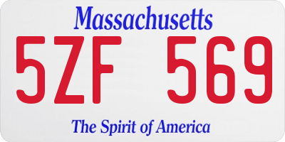 MA license plate 5ZF569