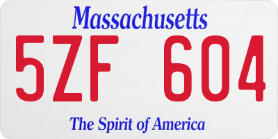 MA license plate 5ZF604