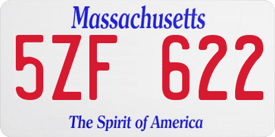 MA license plate 5ZF622