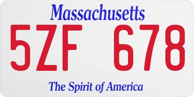 MA license plate 5ZF678
