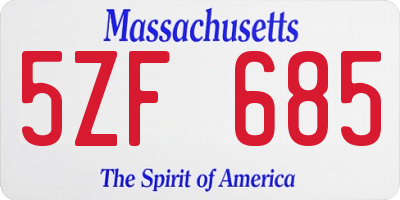 MA license plate 5ZF685