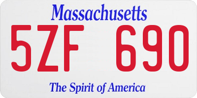 MA license plate 5ZF690