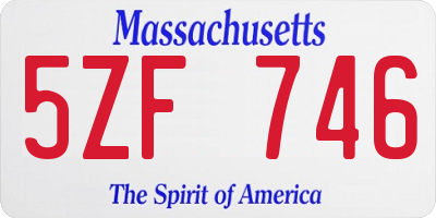 MA license plate 5ZF746